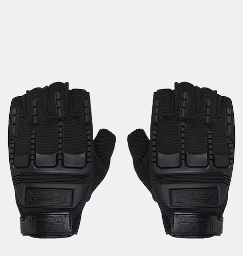 Black Solid Half Finger Anti-Slip Gloves